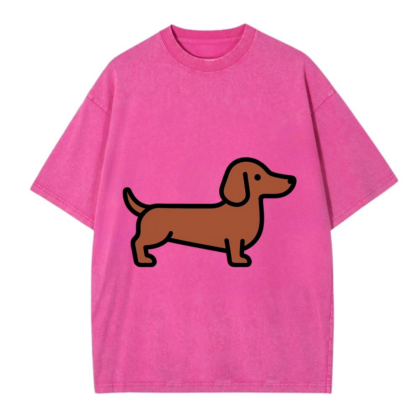 Dachshund - Red/brown smooth flat side profile - Vintage T-shirt - Dusty Rose(Rose)
