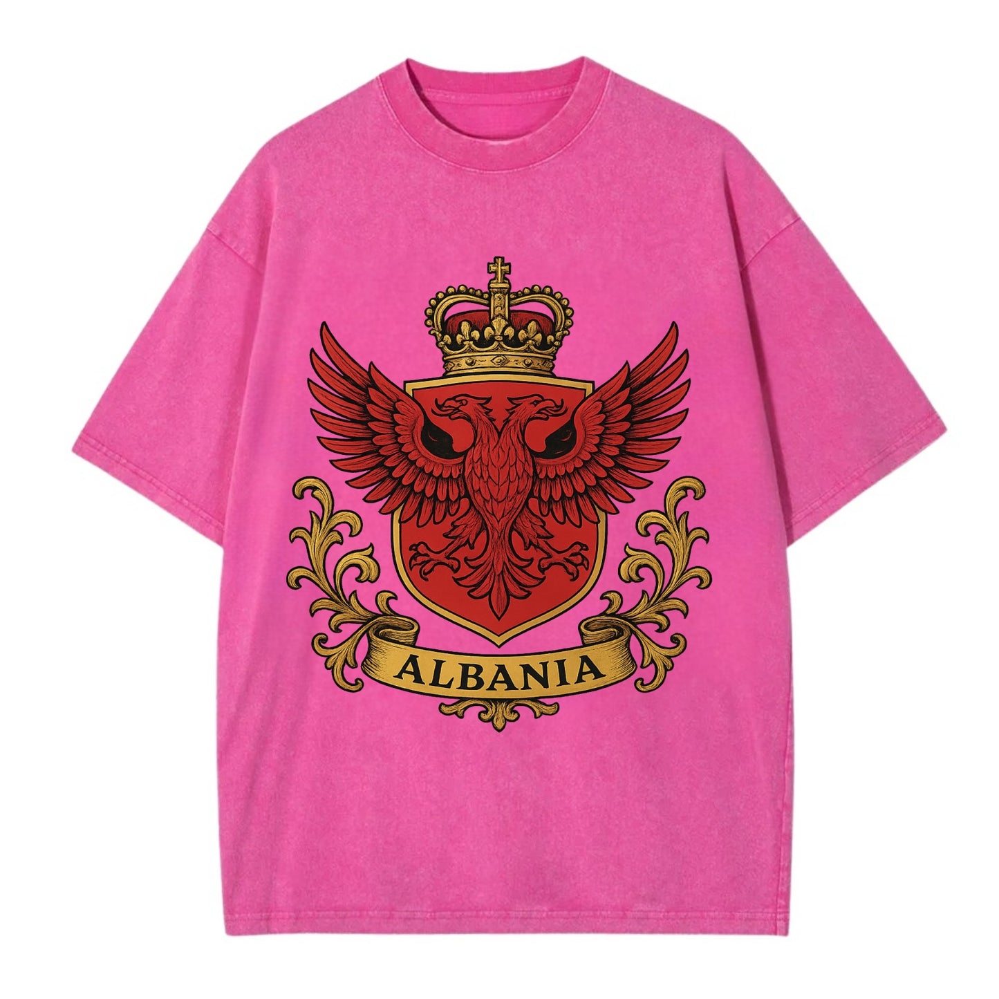Albania Heritage Badge  - Vintage T-shirt - Dusty Rose(Rose)