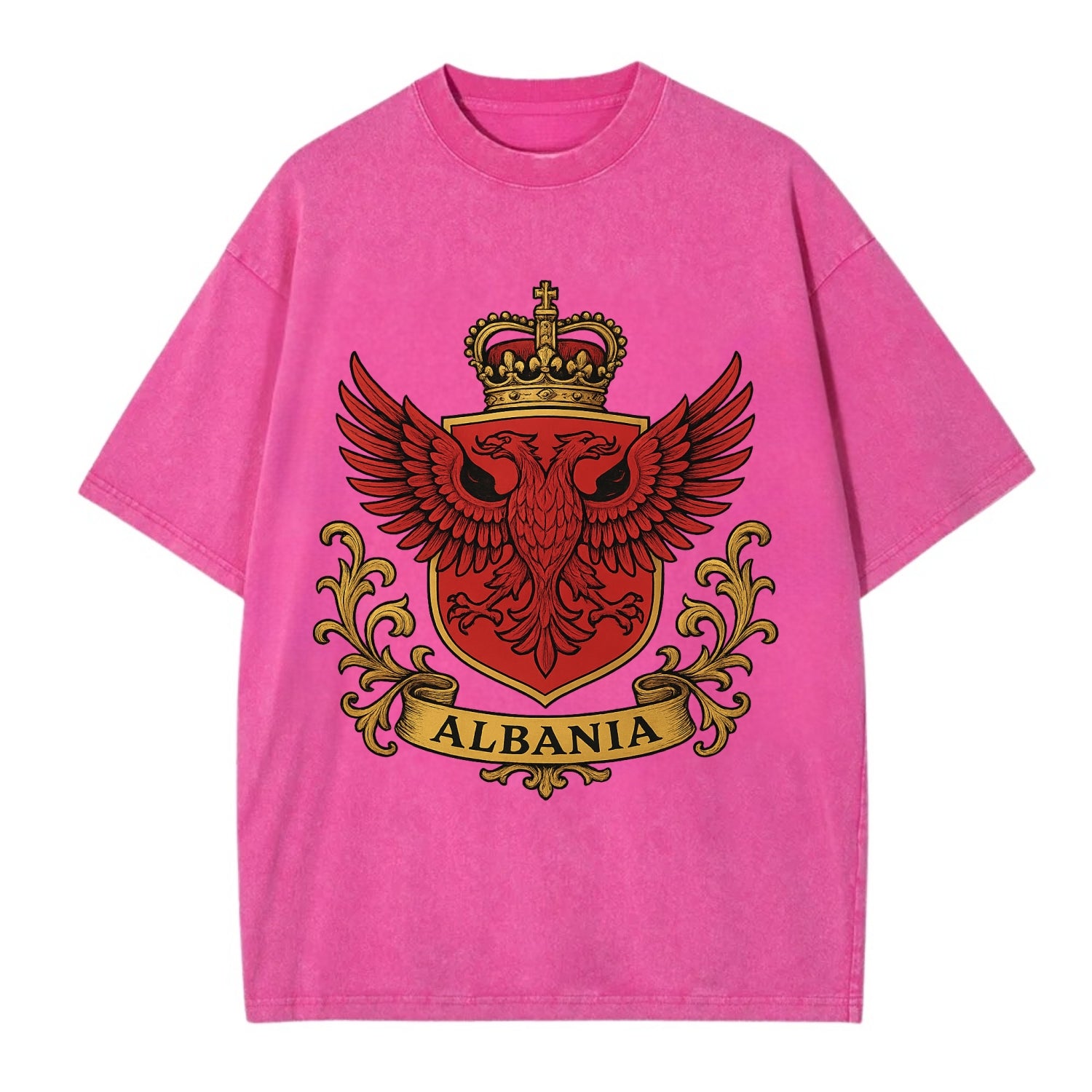 Albania Heritage Badge  - Vintage T-shirt - Dusty Rose(Rose)