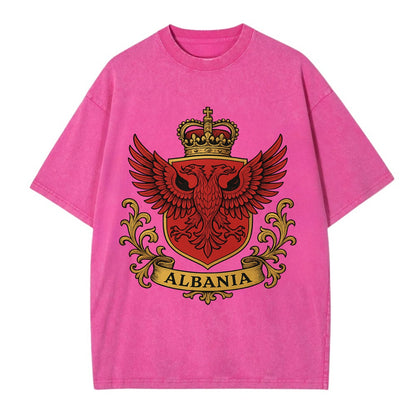 Albania Heritage Badge  - Vintage T-shirt - Dusty Rose(Rose)