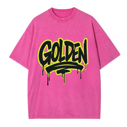 Bold typography design - "GOLDEN" - precious, valuable, excellent - Vintage T-shirt - Dusty Rose(Rose)