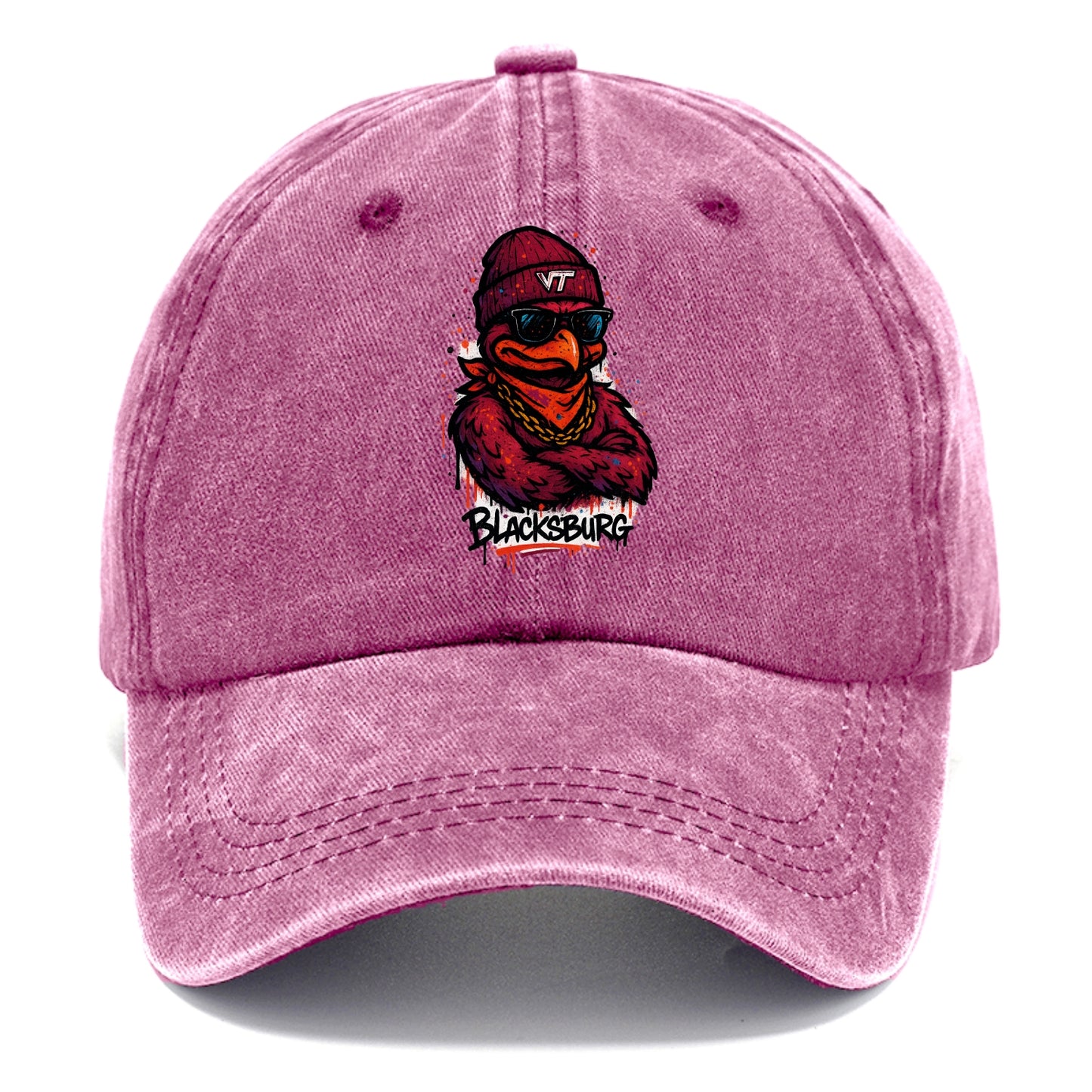 Blacksburg HokieBird wearing Virginia Tech beanie with VT patch - Classic Cap - Dusty Rose(Rose)