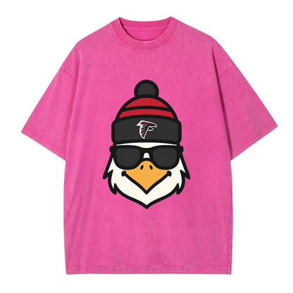 Atlanta Falcon wearing Falcons red and black beanie with pom pom and wayfarer - Vintage T-shirt - Dusty Rose(Rose)