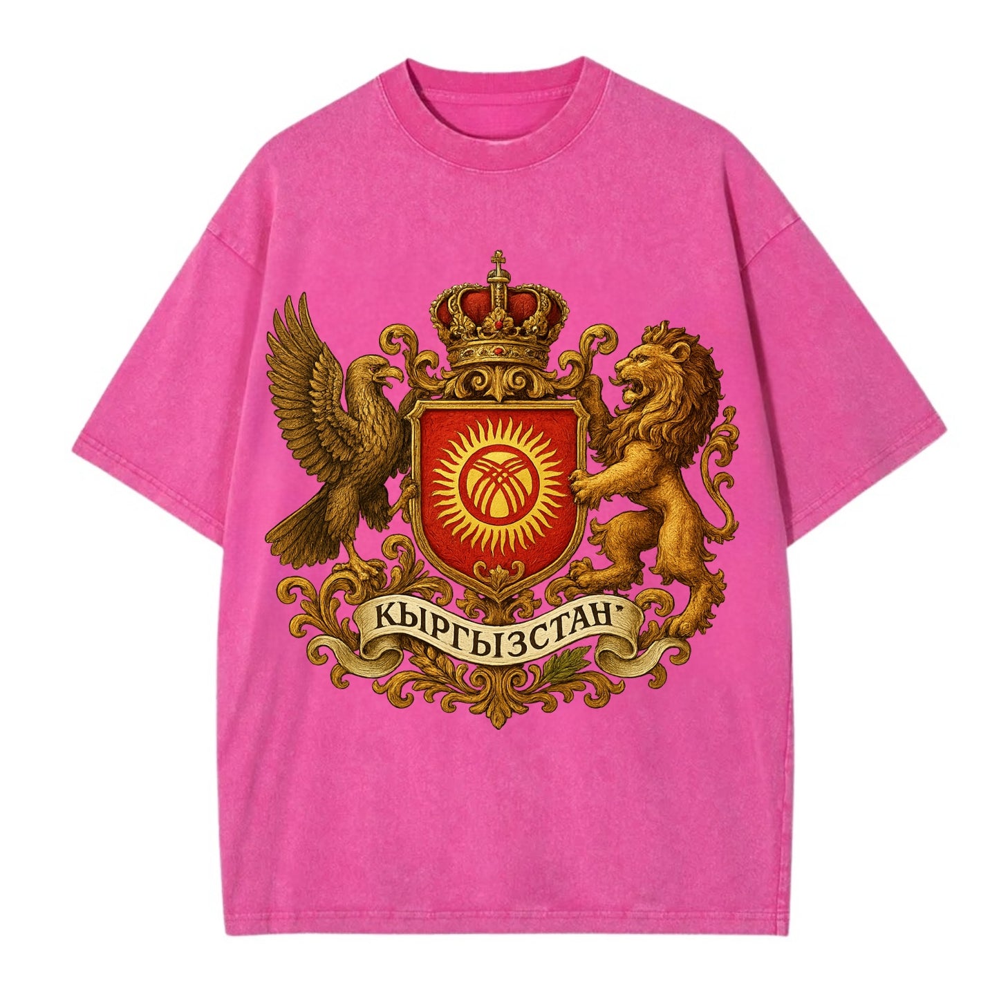 Kyrgyzstan Tunduk Emblem  - Vintage T-shirt - Dusty Rose(Rose)