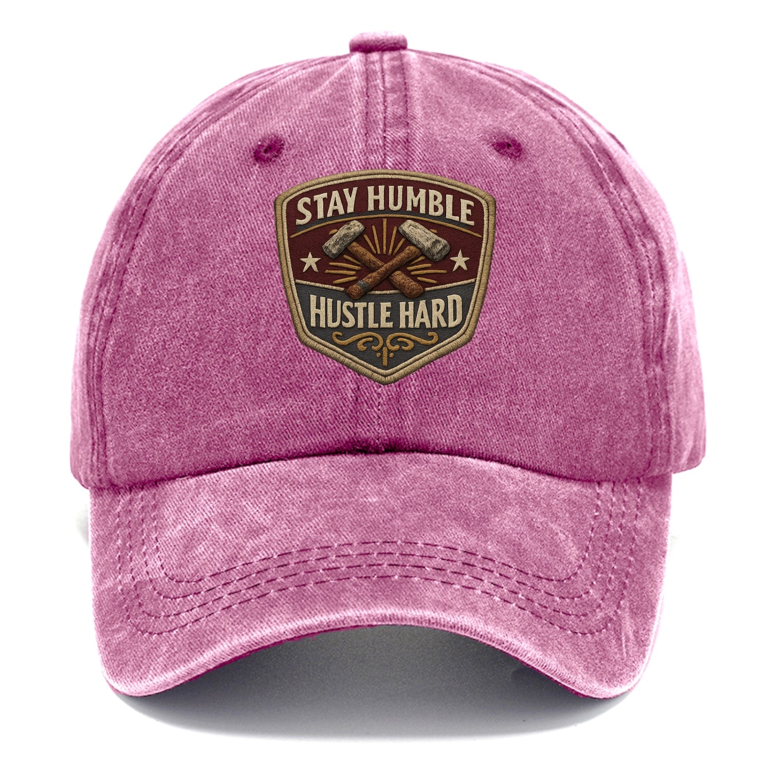 STAY HUMBLE HUSTLE HARD - text in silver , work ethic - Classic Cap - Dusty Rose(Rose)