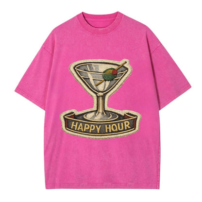 COCKTAIL MARTINI - martini glass with olive in silver and green , happy hour - Vintage T-shirt - Dusty Rose(Rose)