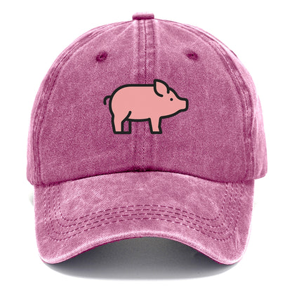 Pig - Pink farm pig flat side profile - Classic Cap - Dusty Rose(Rose)