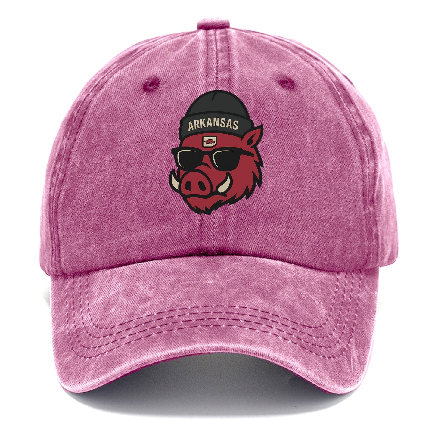 Fayetteville Razorback wearing Arkansas beanie with hog patch - Classic Cap - Dusty Rose(Rose)