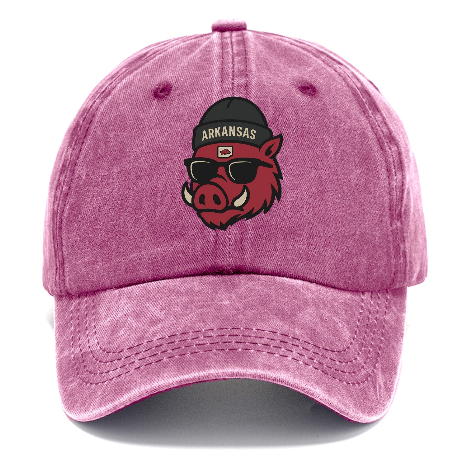 Fayetteville Razorback wearing Arkansas beanie with hog patch - Classic Cap - Dusty Rose(Rose)