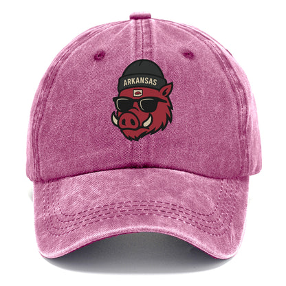 Fayetteville Razorback wearing Arkansas beanie with hog patch - Classic Cap - Dusty Rose(Rose)