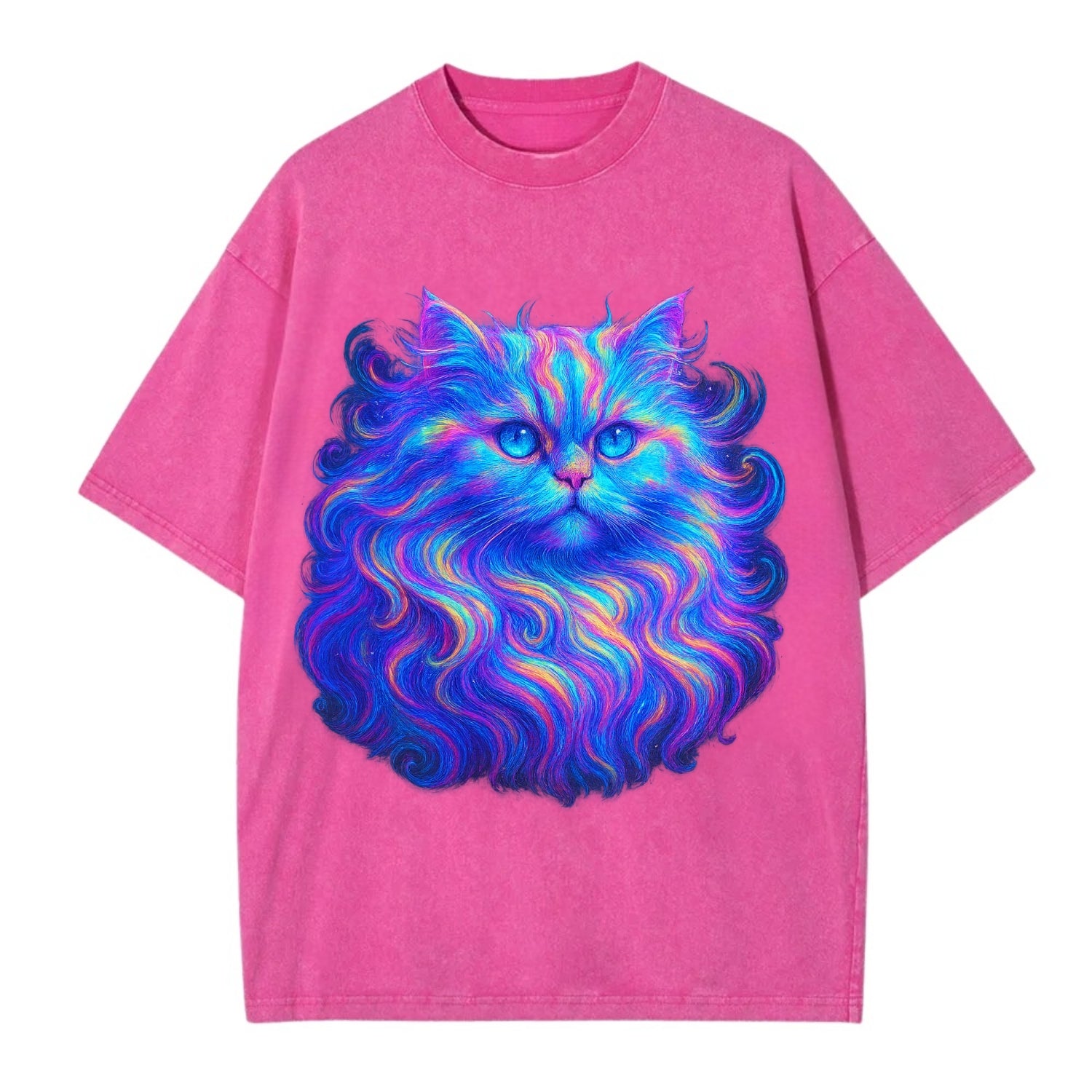 Luxurious Persian cat with flowing fur that refracts into rainbow prisms, soft - Vintage T-shirt - Dusty Rose(Rose)