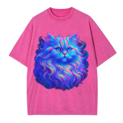 Luxurious Persian cat with flowing fur that refracts into rainbow prisms, soft - Vintage T-shirt - Dusty Rose(Rose)