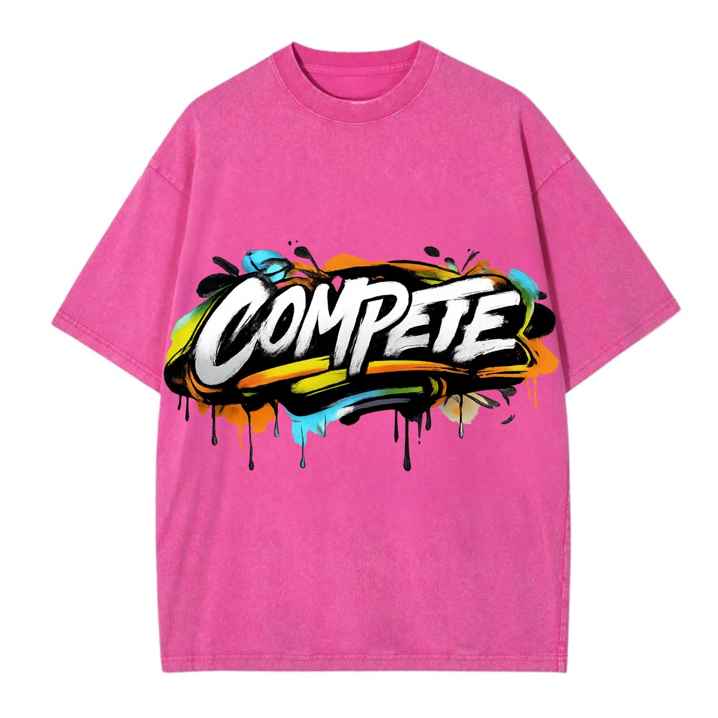 Bold typography design - "COMPETE" - competitive spirit, love the game - Vintage T-shirt - Dusty Rose(Rose)
