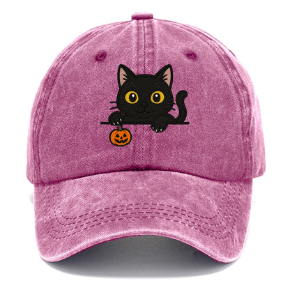 Midnight the black cat poking tongue out playfully while peeking. - Classic Cap - Dusty Rose(Rose)
