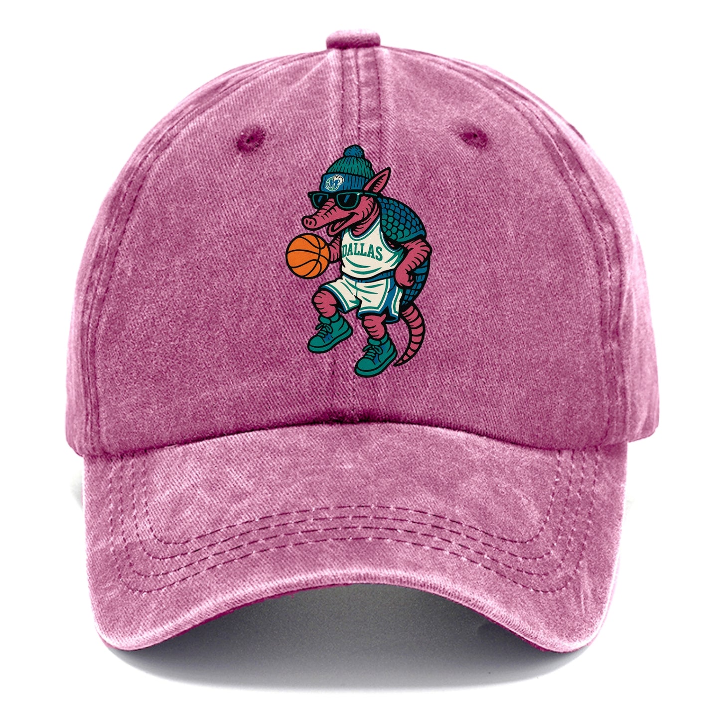 Dallas Armadillo wearing Mavericks beanie with cowboy hat patch and wayfarer - Classic Cap - Dusty Rose(Rose)