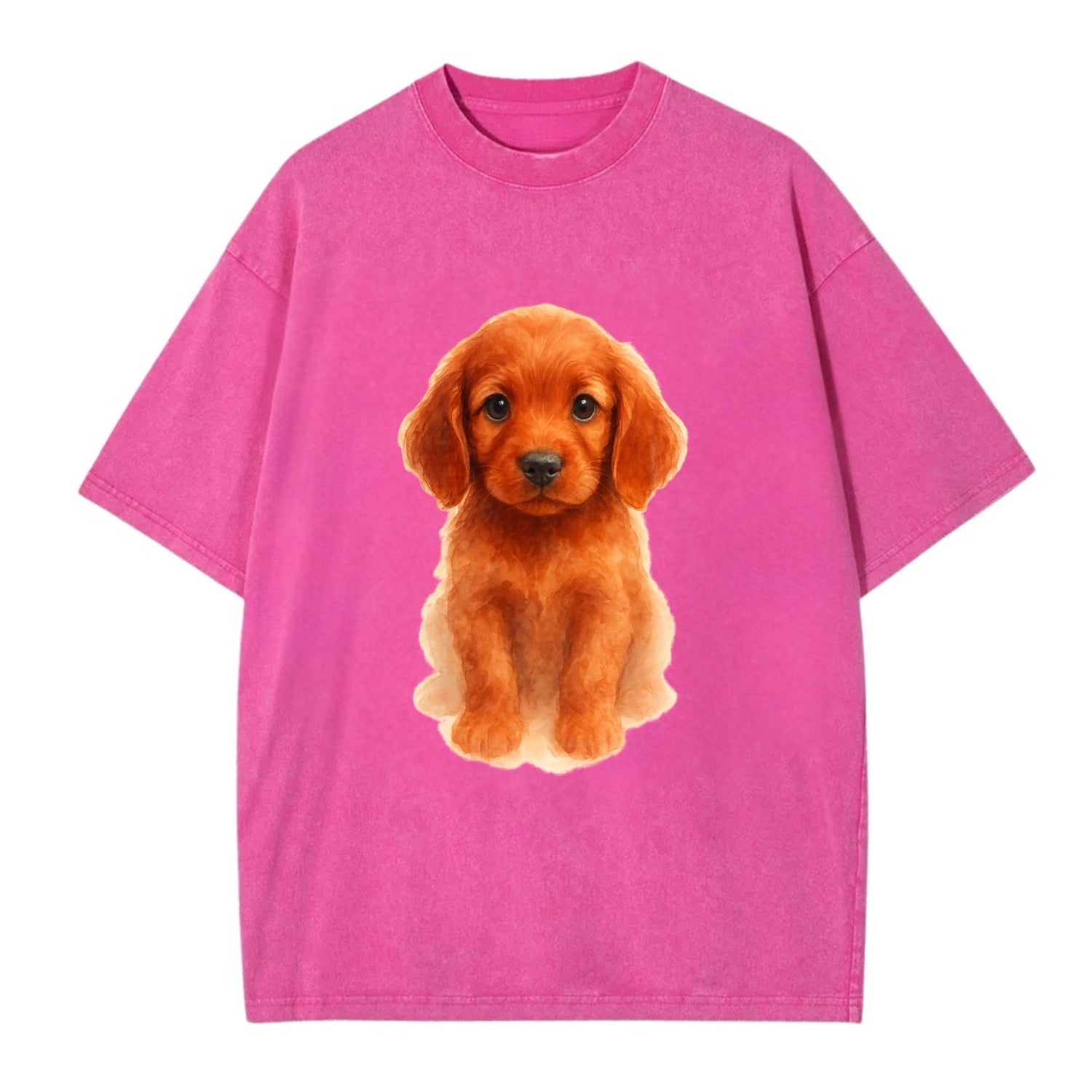 Baby Irish Setter Puppy - mahogany red coat, feathered ears, friendly eyes, - Vintage T-shirt - Dusty Rose(Rose)