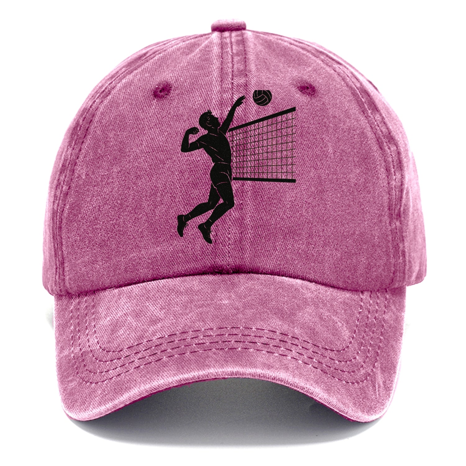 Volleyball player spiking at the net - Classic Cap - Dusty Rose(Rose)