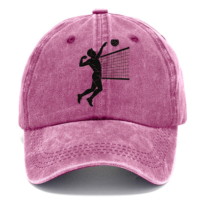 Volleyball player spiking at the net - Classic Cap - Dusty Rose(Rose)