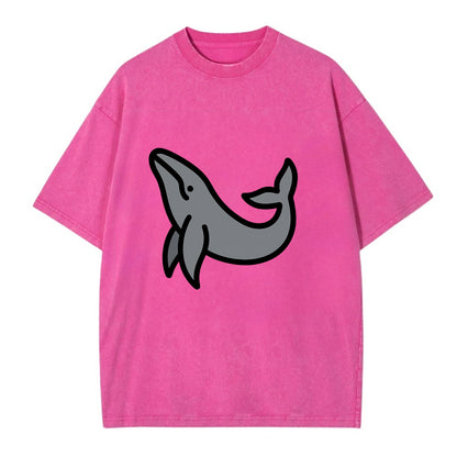 Humpback Whale - Gray breaching pose flat side profile - Vintage T-shirt - Dusty Rose(Rose)