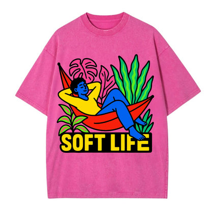 Person relaxing in hammock with plants - "soft life" aesthetic, peaceful living - Vintage T-shirt - Dusty Rose(Rose)