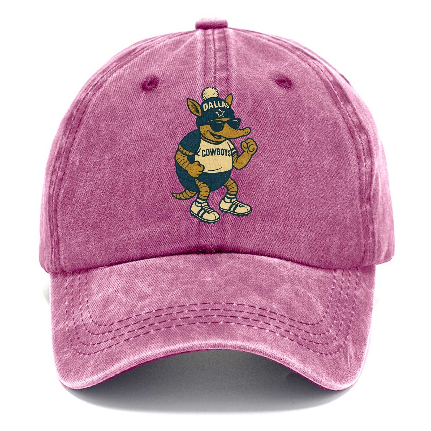 Dallas Armadillo wearing Cowboys beanie with lone star patch and wayfarer sunglasses - Classic Cap - Dusty Rose(Rose)