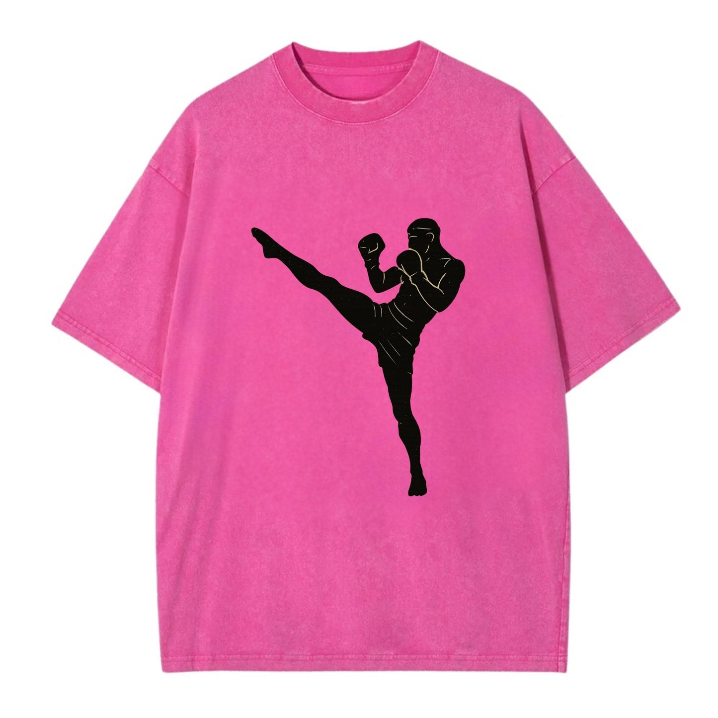 Kickboxer delivering roundhouse kick - Vintage T-shirt - Dusty Rose(Rose)