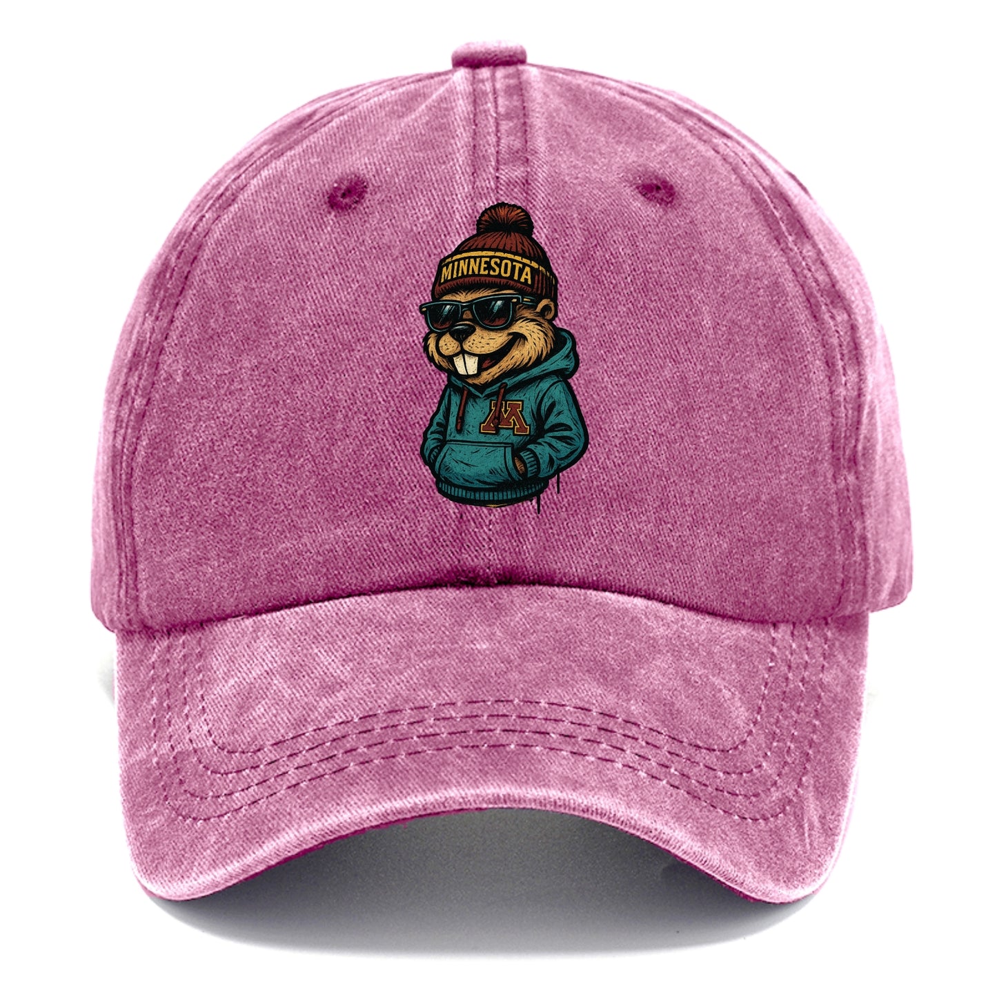 Minneapolis Gopher wearing Minnesota beanie with M patch - Classic Cap - Dusty Rose(Rose)