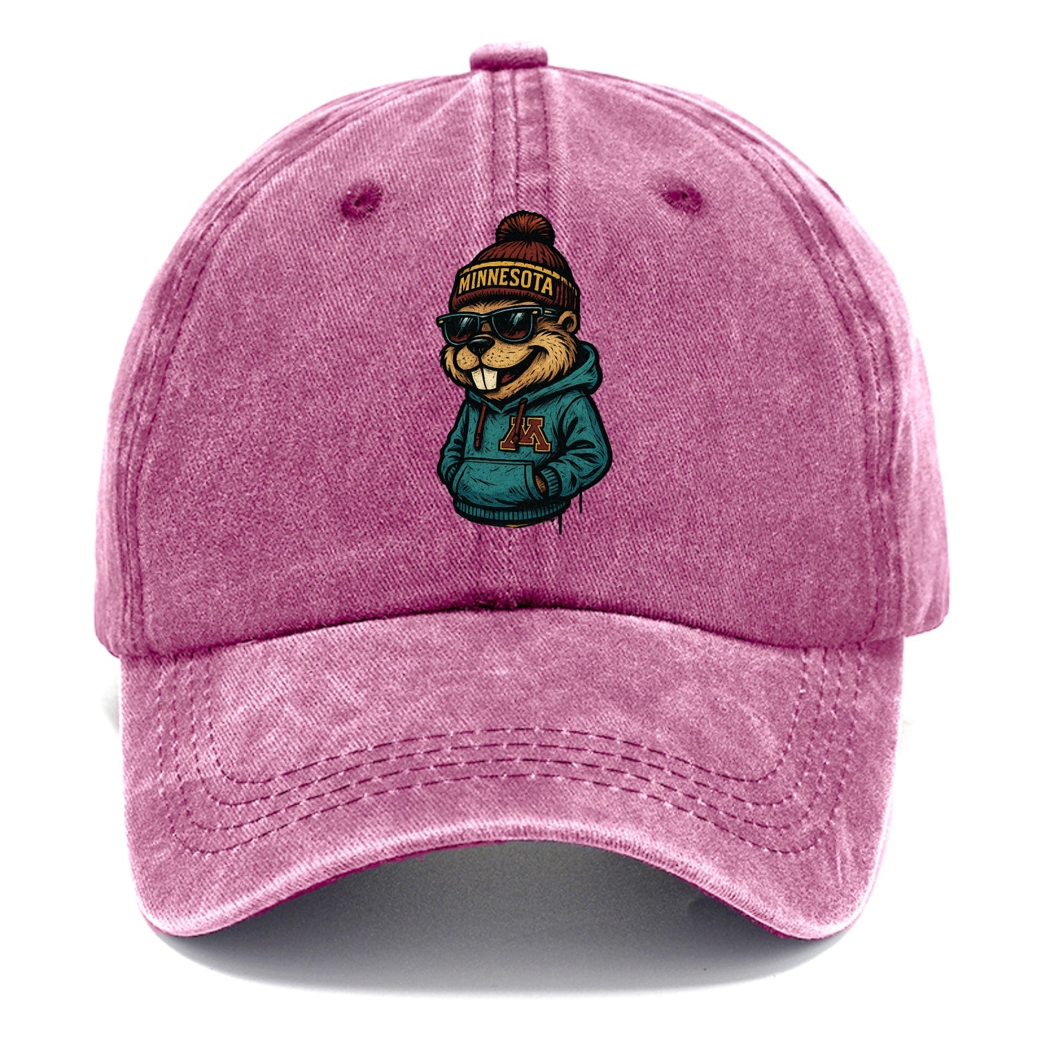 Minneapolis Gopher wearing Minnesota beanie with M patch - Classic Cap - Dusty Rose(Rose)