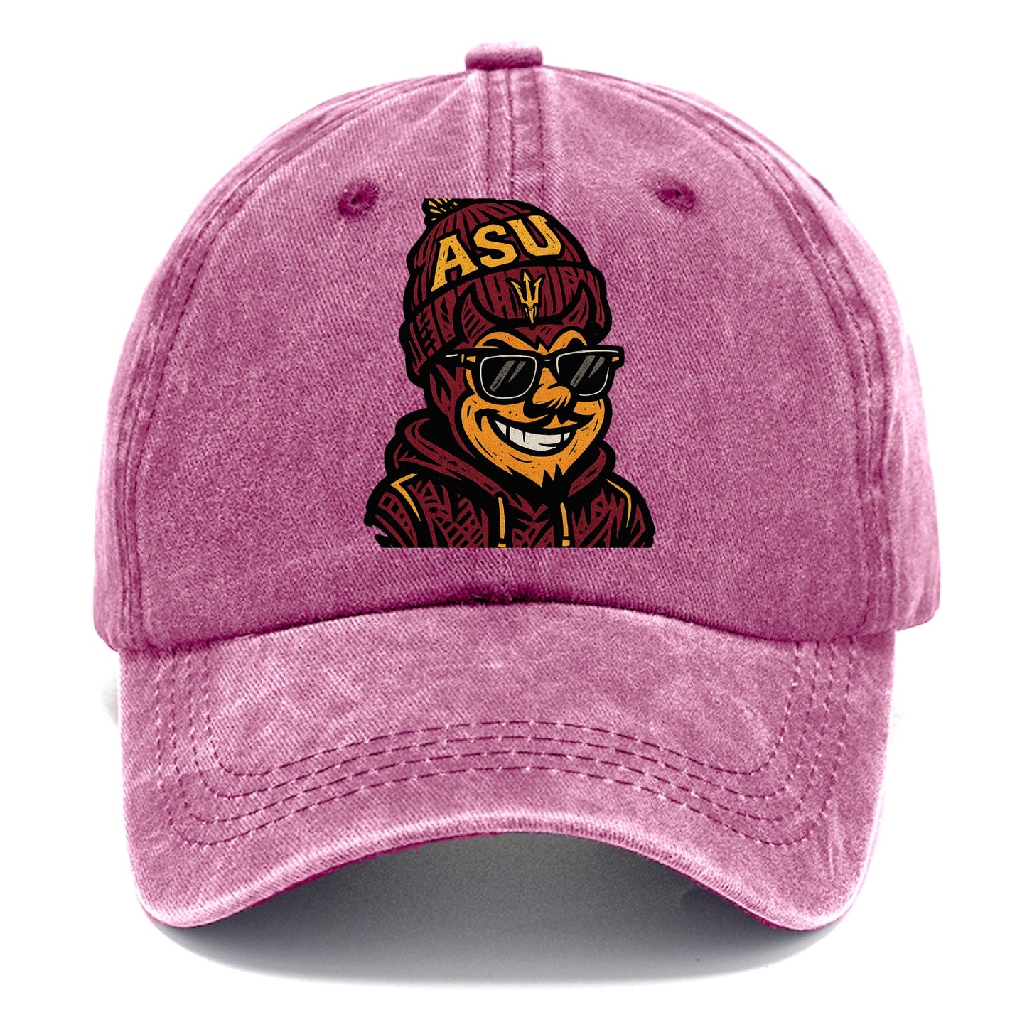 Tempe Sparky wearing Arizona State beanie with fork patch - Classic Cap - Dusty Rose(Rose)