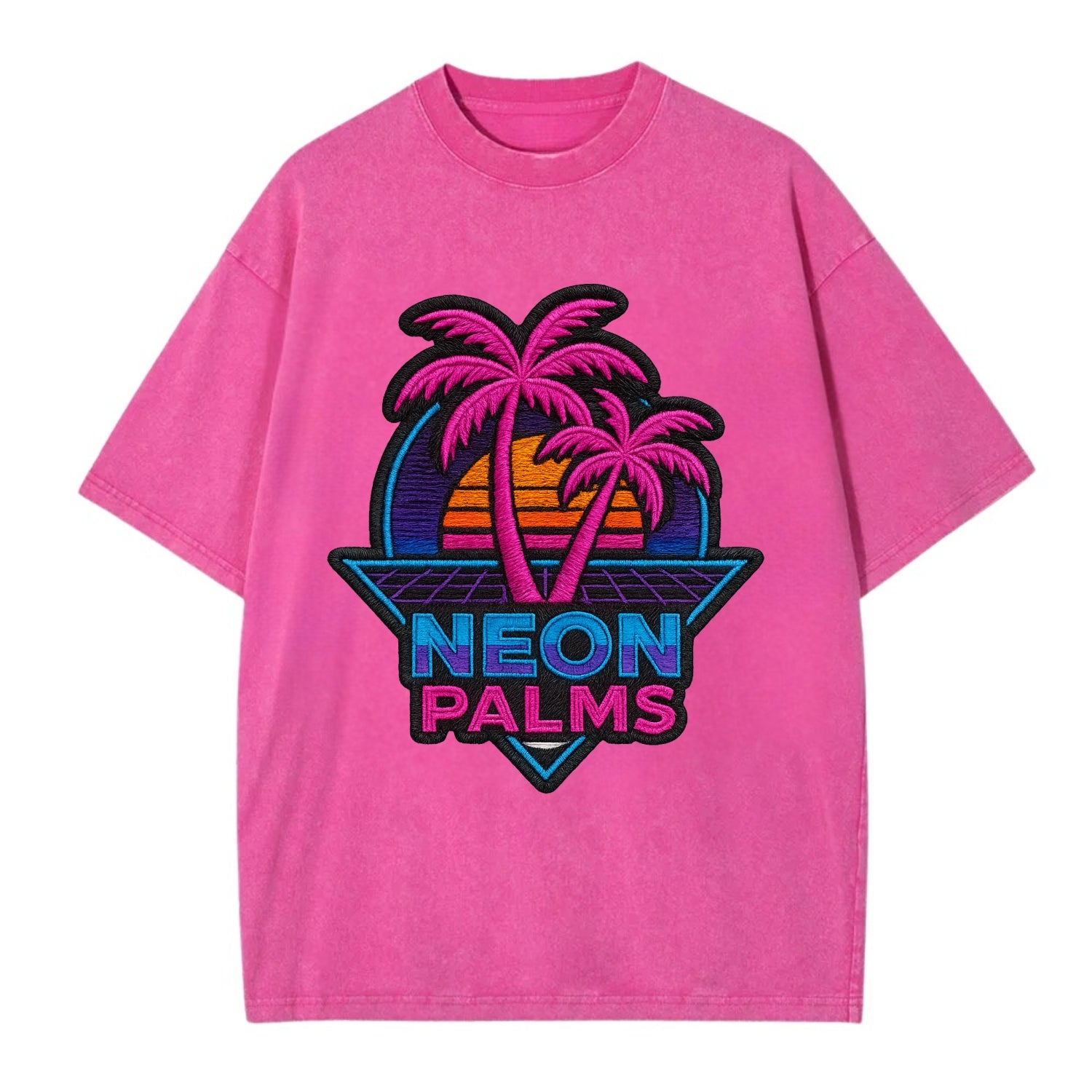 Neon Palms - Vintage T-shirt - Dusty Rose(Rose)