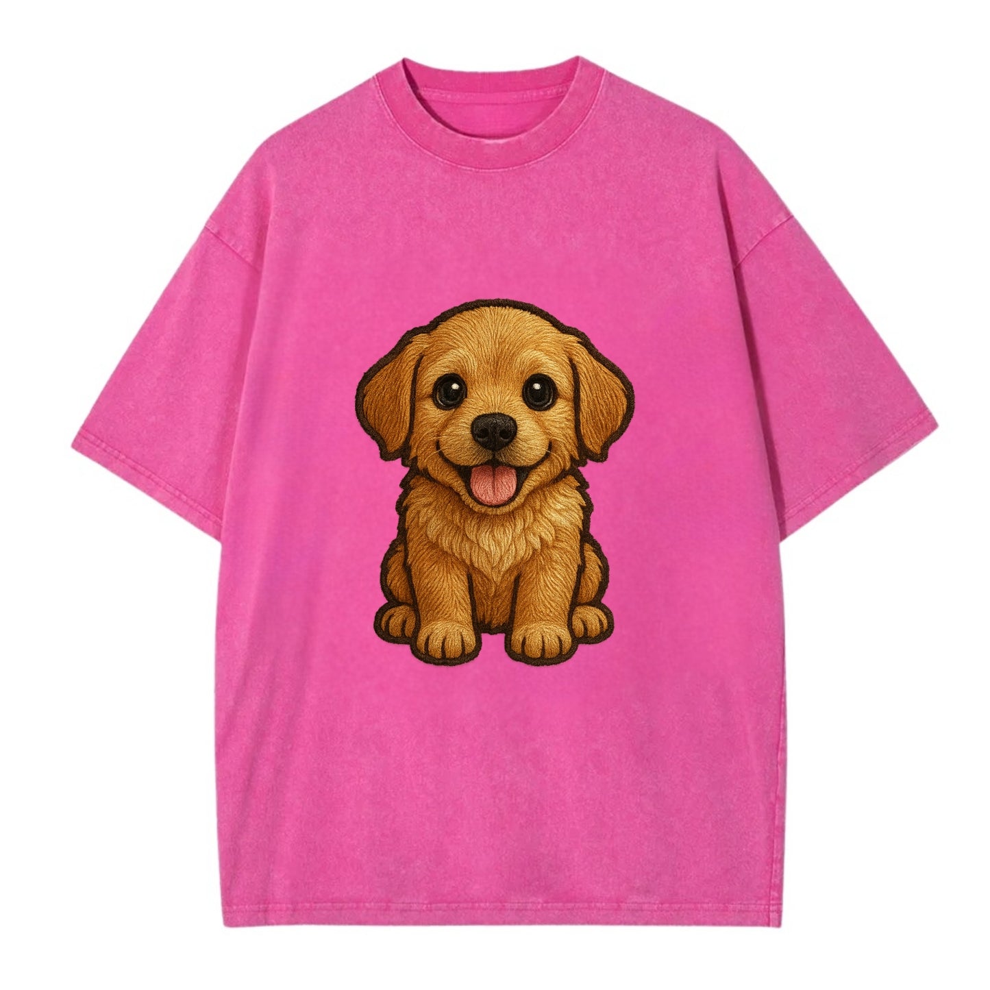 Baby Golden Retriever Puppy - fluffy golden fur, big brown eyes, pink tongue, - Vintage T-shirt - Dusty Rose(Rose)
