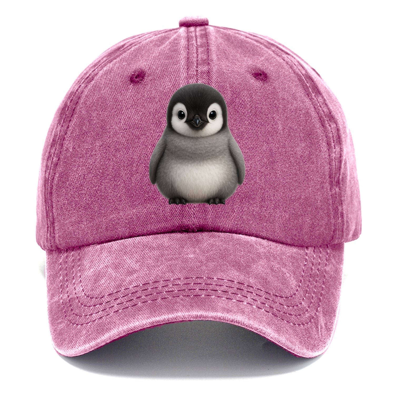 Baby Adelie Penguin - black and white, round body, curious eyes, front-facing, - Classic Cap - Dusty Rose(Rose)
