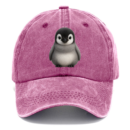 Baby Adelie Penguin - black and white, round body, curious eyes, front-facing, - Classic Cap - Dusty Rose(Rose)