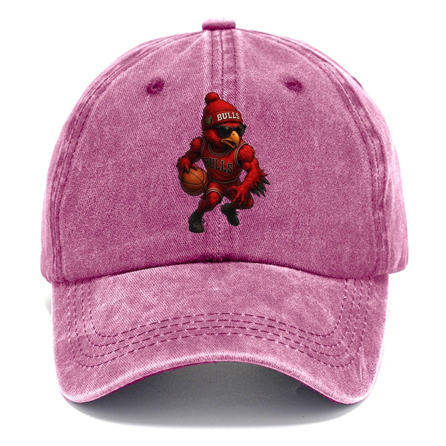 Windy City Hawk wearing Bulls beanie with six rings patch and wayfarer sunglasses - Classic Cap - Dusty Rose(Rose)