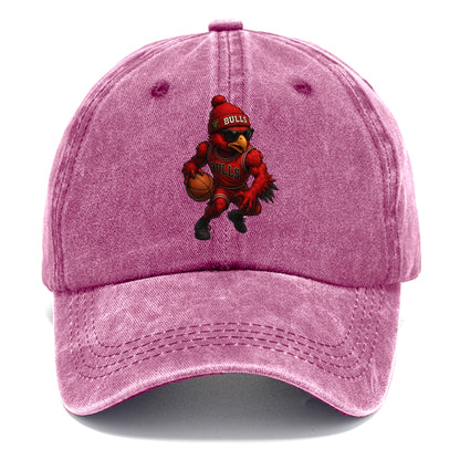 Windy City Hawk wearing Bulls beanie with six rings patch and wayfarer sunglasses - Classic Cap - Dusty Rose(Rose)