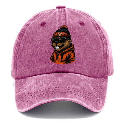 Corvallis Beaver wearing Oregon State beanie with OS patch - Classic Cap - Dusty Rose(Rose)