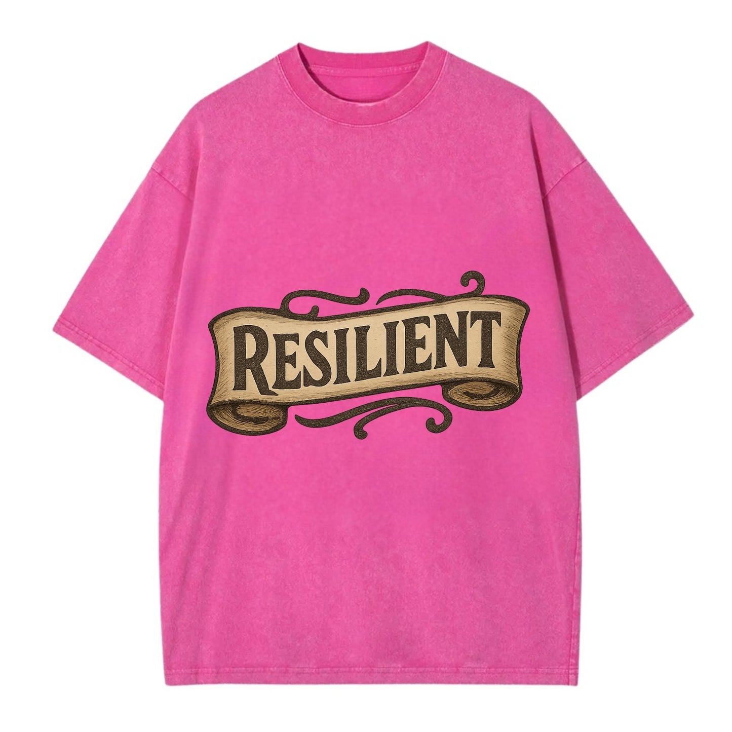 Bold typography design - "RESILIENT" - bouncing back, unbreakable spirit - Vintage T-shirt - Dusty Rose(Rose)