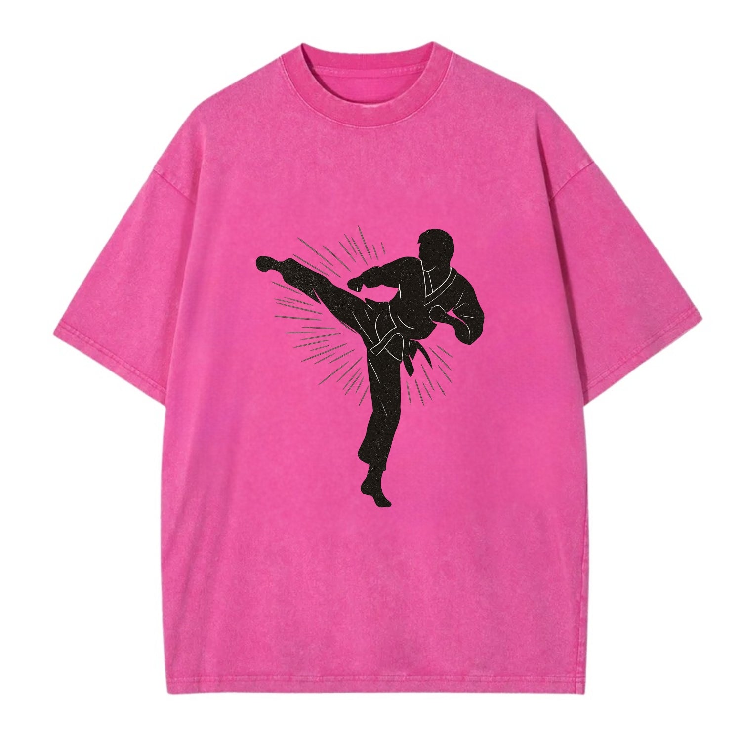 Taekwondo athlete spinning heel kick - Vintage T-shirt - Dusty Rose(Rose)