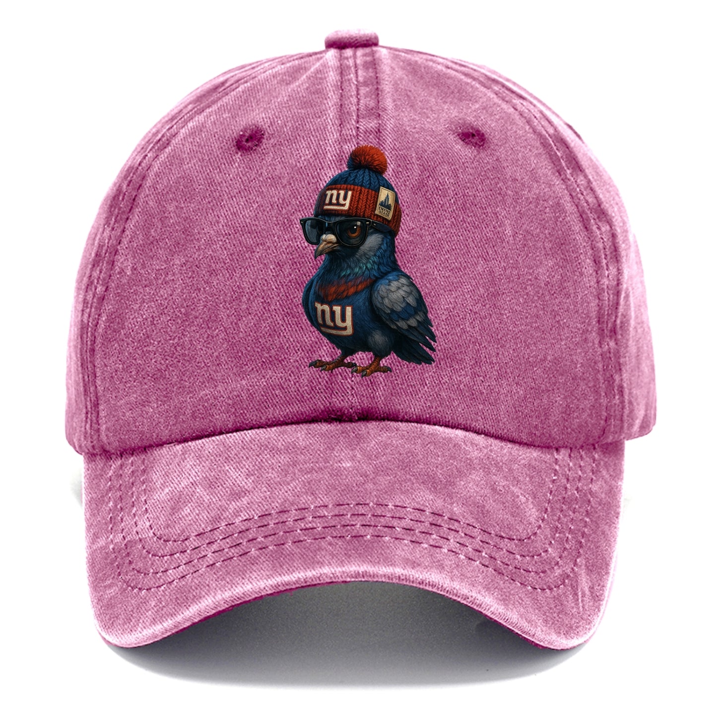 Manhattan Pigeon wearing Giants beanie with Empire State patch and wayfarer sunglasses - Classic Cap - Dusty Rose(Rose)