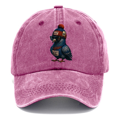 Manhattan Pigeon wearing Giants beanie with Empire State patch and wayfarer sunglasses - Classic Cap - Dusty Rose(Rose)