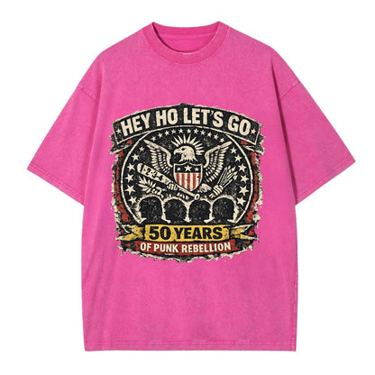 RAMONES LEGACY | Hey Ho Let's Go typography | Presidential seal parody | Four - Vintage T-shirt - Dusty Rose(Rose)