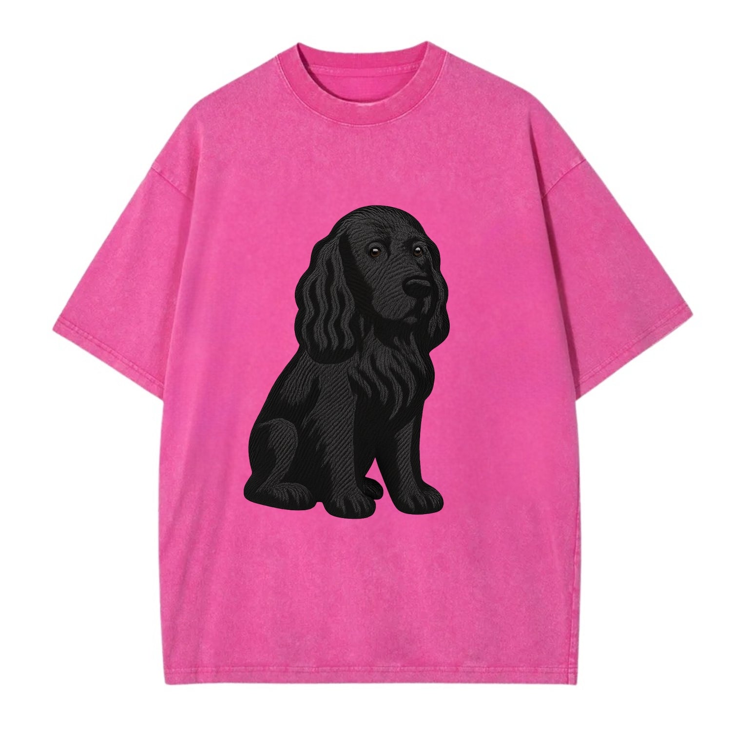 Field Spaniel - Black silky coat embroidered pose - Vintage T-shirt - Dusty Rose(Rose)