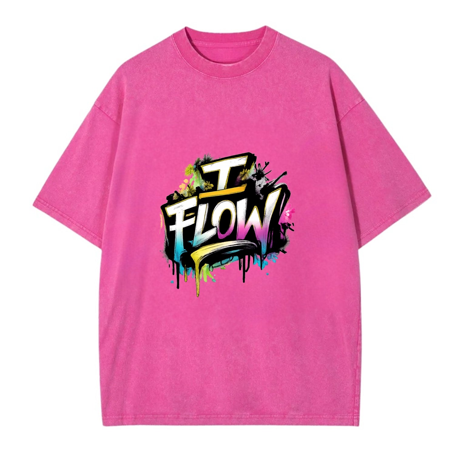 Bold typography design - "I FLOW" - going with life, easy movement - Vintage T-shirt - Dusty Rose(Rose)