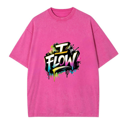Bold typography design - "I FLOW" - going with life, easy movement - Vintage T-shirt - Dusty Rose(Rose)