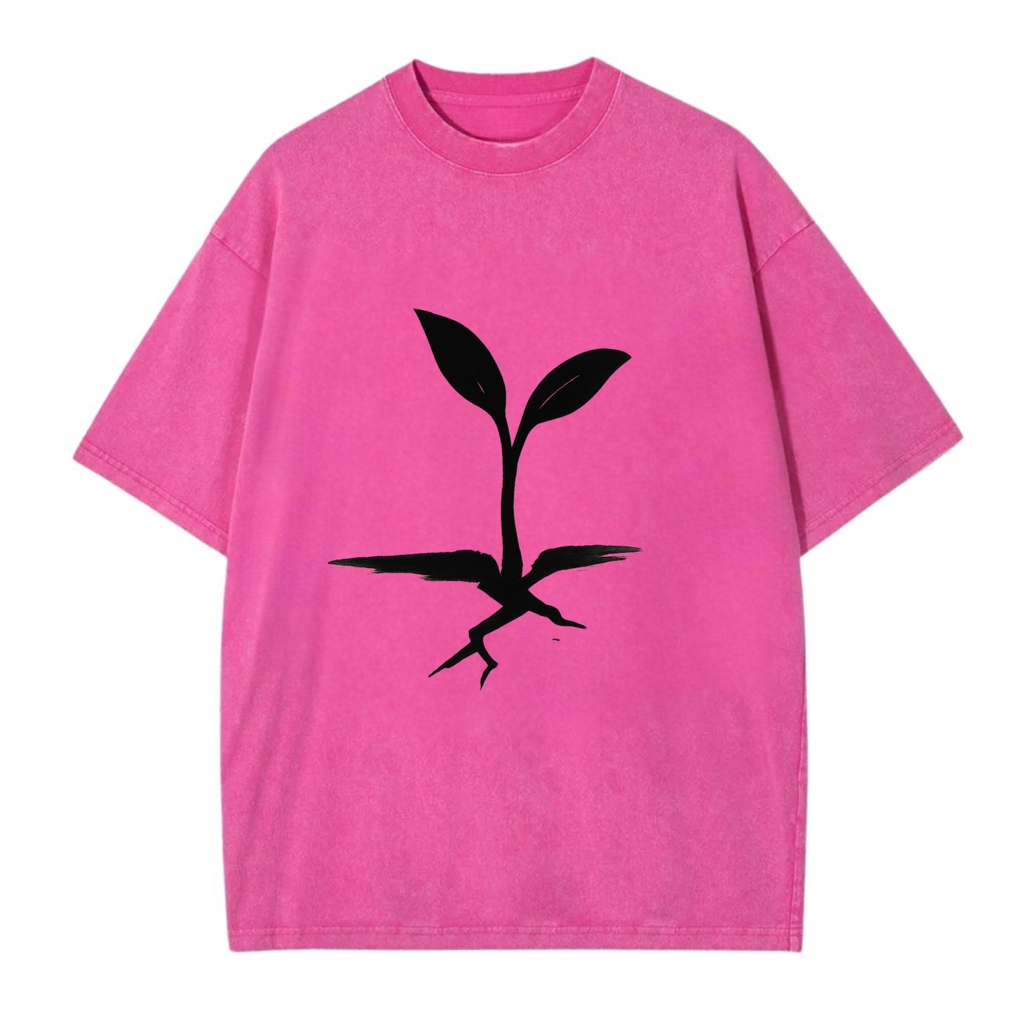 Seedling breaking through concrete - persistence ink brushstrokes - Vintage T-shirt - Dusty Rose(Rose)