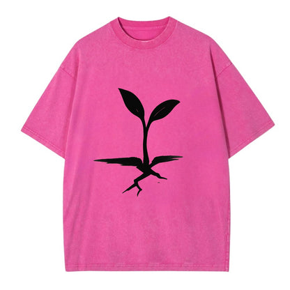 Seedling breaking through concrete - persistence ink brushstrokes - Vintage T-shirt - Dusty Rose(Rose)