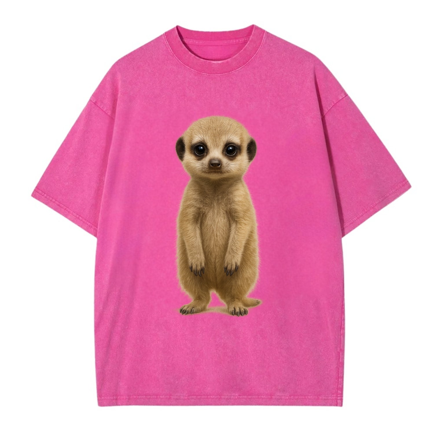 Baby Meerkat - tan fur, dark eye patches, alert stance, bright eyes, - Vintage T-shirt - Dusty Rose(Rose)
