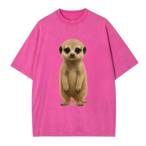 Baby Meerkat - tan fur, dark eye patches, alert stance, bright eyes, - Vintage T-shirt