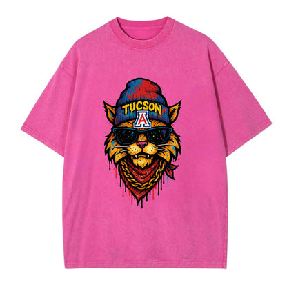 Tucson Wildcat wearing Arizona beanie with A patch - Vintage T-shirt - Dusty Rose(Rose)