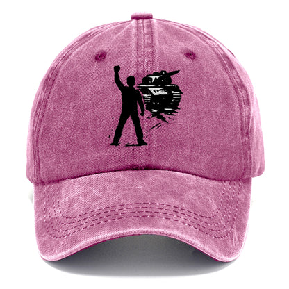 Single figure standing against tank - courage and resistance ink art - Classic Cap - Dusty Rose(Rose)